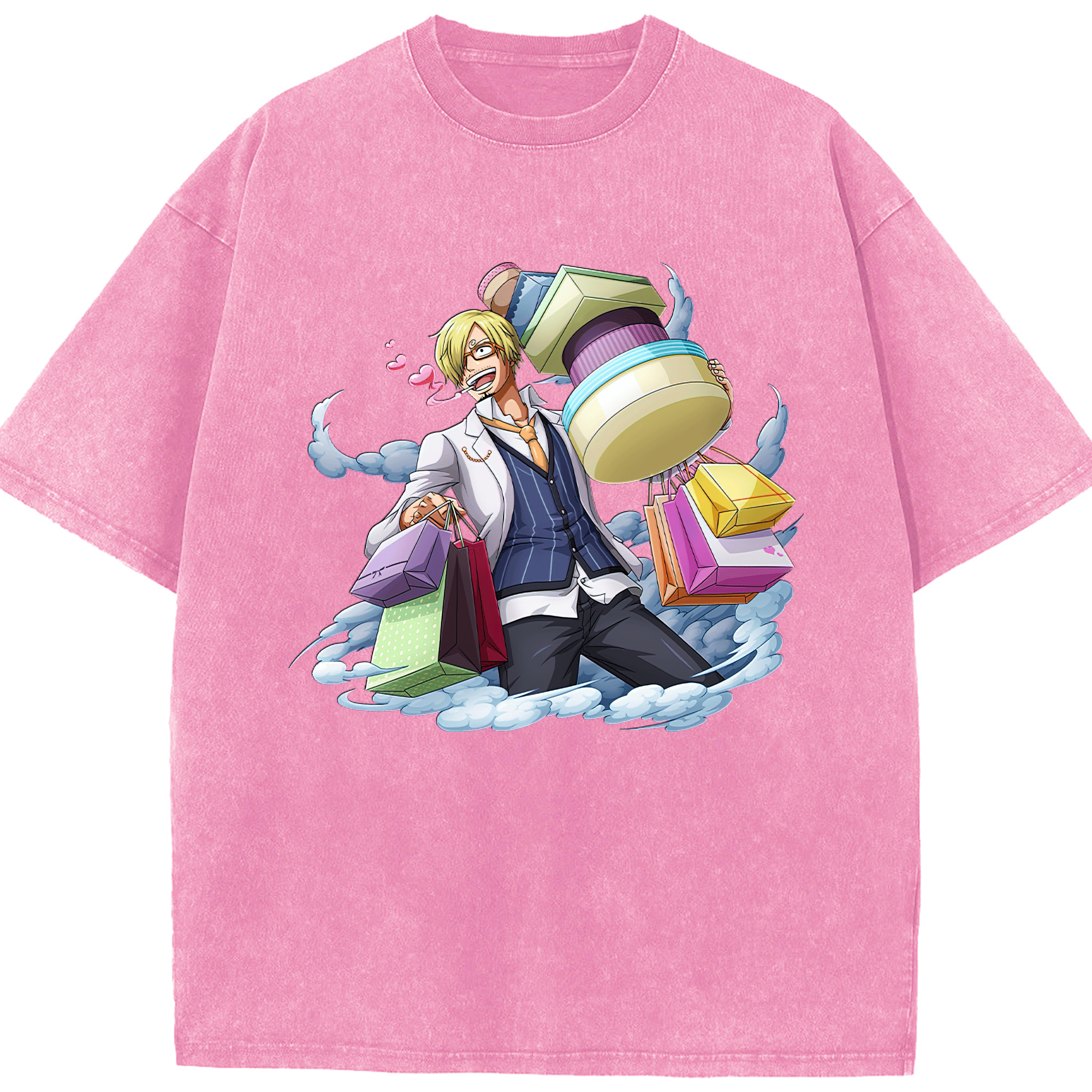 （画像用） ワンピース サンジ ONE PIECE Sanji 綿100% ヴィンテージ風 半袖Tシャツ（フロントプリント）